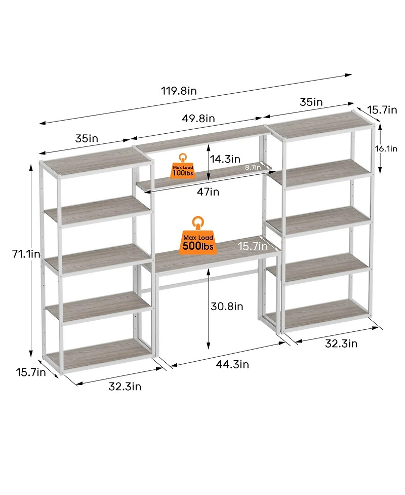 Heavy-Duty Garage Storage and Workstation System, White (119.8 in. W x 71.1 in. H x 15.7 in. D