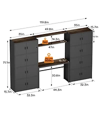 5-Shelf Heavy-Duty Garage Cabinet and Workstation System w/ Side Pegboards