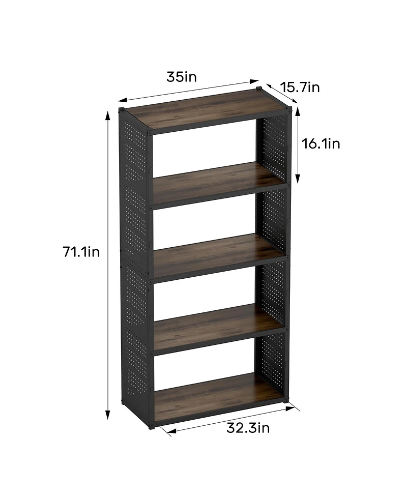 5-Shelf Heavy-Duty Adjustable Garage Storage Shelving with Side Pegboards
