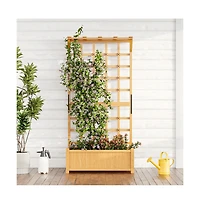 Aoxun 72" Cedar Planter and Trellis Combo C Freestanding Garden Tower in Honey