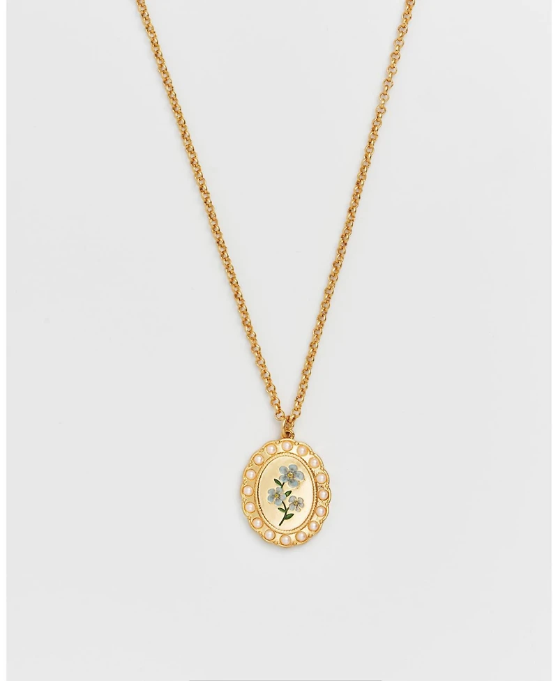 Fable England Forget Me Not Pearl Cameo Necklace