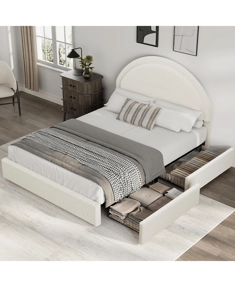 gaomon Boucle Bed Frame with Storage Drawers