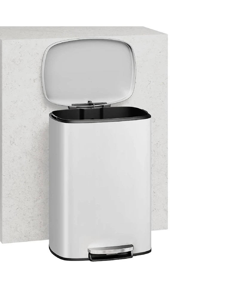 gaomon 13 Gal+2.6 Gal Stainless Steel Step-On Garbage Bin Combo Set, Kitchen Trash Can for Kitchen, White