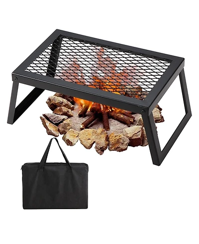 Cozito Folding Campfire Grill , Steel Mesh Grate with Legs and Carry Bag