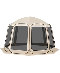 Cozito Screen House Tent, 12 x 11 ft 10-12 Person Pop Up Canopy with Awning