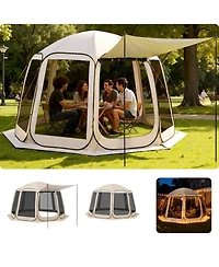 Cozito Screen House Tent, 12 x 11 ft 10-12 Person Pop Up Canopy with Awning