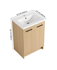 Busdays 24 Inch Freestanding Bathroom Vanity with Resin Ready to Assemble with Black and Brushed Aluminum Handles