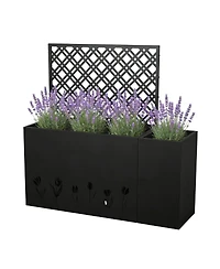 Asagikoiai 2-Piece Metal Planter Box with Trellis, Tall Raised Garden Bed Set