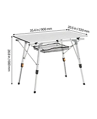 Yiortwo Folding Portable Camping Table, Aluminum Roll Up Picnic Table with Mesh Shelf