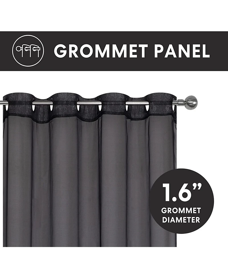 Kate Aurora 2 Piece Extra Long Grommet Top Sheer Voile Window Curtain Pair