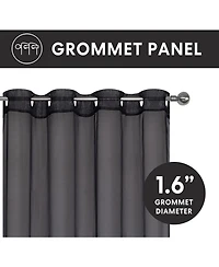 Kate Aurora 2 Piece Extra Long Grommet Top Sheer Voile Window Curtain Pair
