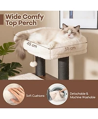 Gymax 53 5'' Tall Cat Tree for Indoor Cat Wooden Cat Tower Top Perch with Soft Padding