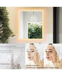 Luvodi 16" x 20" Rectangular Wall Mirror Anti-Fog Led Mirror Stepless Dimmable Lighted Bathroom Mirror