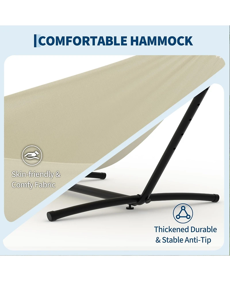 GarveeLife Heavy Duty Double Hammock with Steel Stand - 2 Person Outdoor Hammock, Portable, Space-Saving, 450 lbs Capacity, Carry Bag