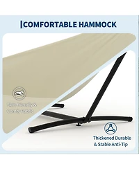GarveeLife Heavy Duty Double Hammock with Steel Stand - 2 Person Outdoor Hammock, Portable, Space-Saving, 450 lbs Capacity, Carry Bag