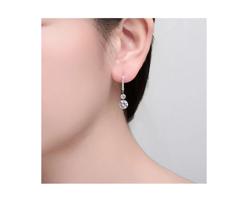 Rachel Glauber Brilliant Gold Plated Cz Statement Drop Earrings