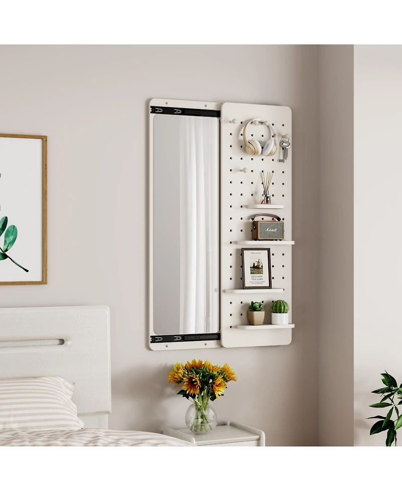 Phying Wall Mounted Full Length Mirror Multi-Functional Push Pull Design Space Saving Panel Mirror for Bedroom Living Room Entrance Decor