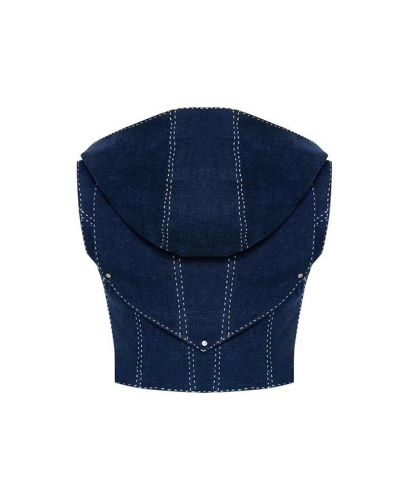 Jendue Women's Lia Denim Top - Stylish Denim Vest | Designer Denim Fashion