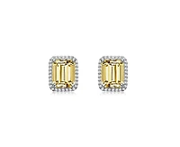 Rachel Glauber Dainty Gold Plated Emerald-Cut Cz Stud Earrings