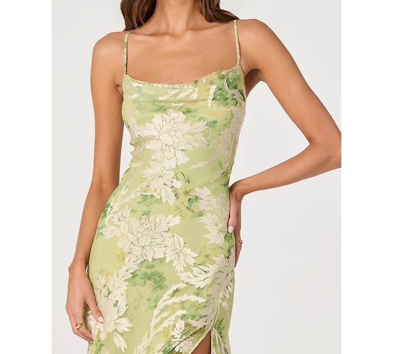 Astr the Label Women's Gaia Printed Cowl Neck Sleeveless Midi Dress