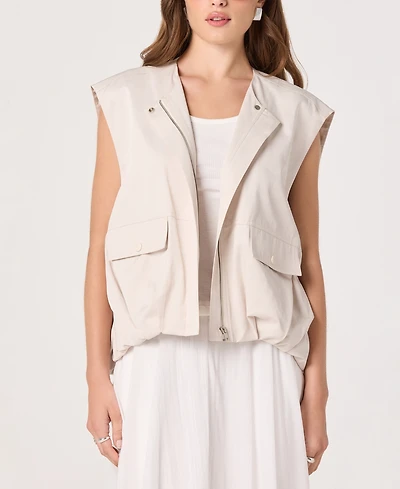 Astr the Label Women's Radley Band Collar Sleeveless Cargo Vest Jacket