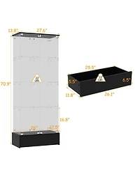 Homsee Modern 27 Inch Wide Engineered Wood 2 Doors 1 Drawer Display Cabinet with Glass Doors
