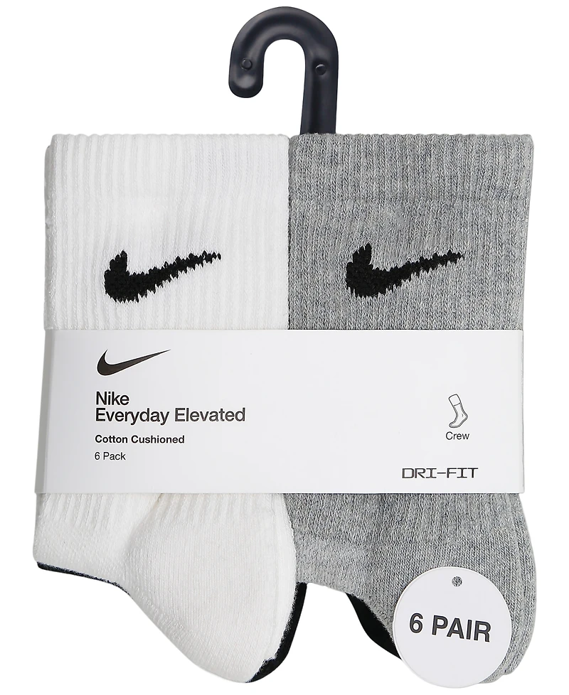 Nike Boys' and Girls' 4-7 Dri-fit Elevated Crew Socks, 6-Pack