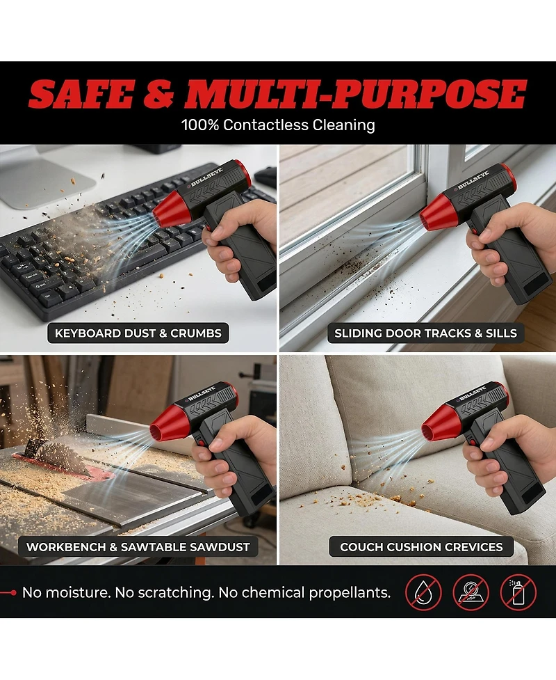 Bullseye Air Blaster Portable 130,000 Rpm 4000mAh Compressed Air Rechargeable Electric Duster