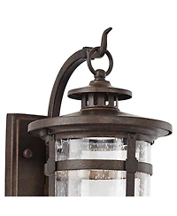 Franklin Iron Works Callaway Rustic Industrial Outdoor Wall Light Fixtures Set of 2 Clear Seedy Glass for Post Exterior