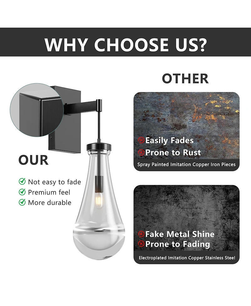 Midola Wall Sconces, Wall Sconces Modern Bathroom Lights, Sconces Wall Lighting with Clear Glass, Wall Mounted Light Wall Lamp for Living Room Hallway