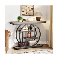 Slickblue 41.3" Industrial Console Table with 4 Tiers and Circle Base