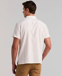 Perry Ellis Men's Short Sleeve Striped Button-Front Camp Shirt