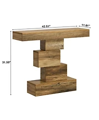 Slickblue 42" Wood Console Table with Geometric Base for Sofa