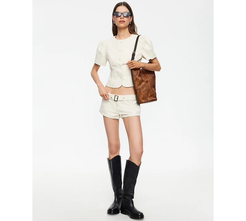 Lioness Women's Cropped Short-Sleeve Blouse