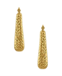 Macy's Diamond-Cut Elongated Oval Hoop Earrings in 10k Yellow Gold