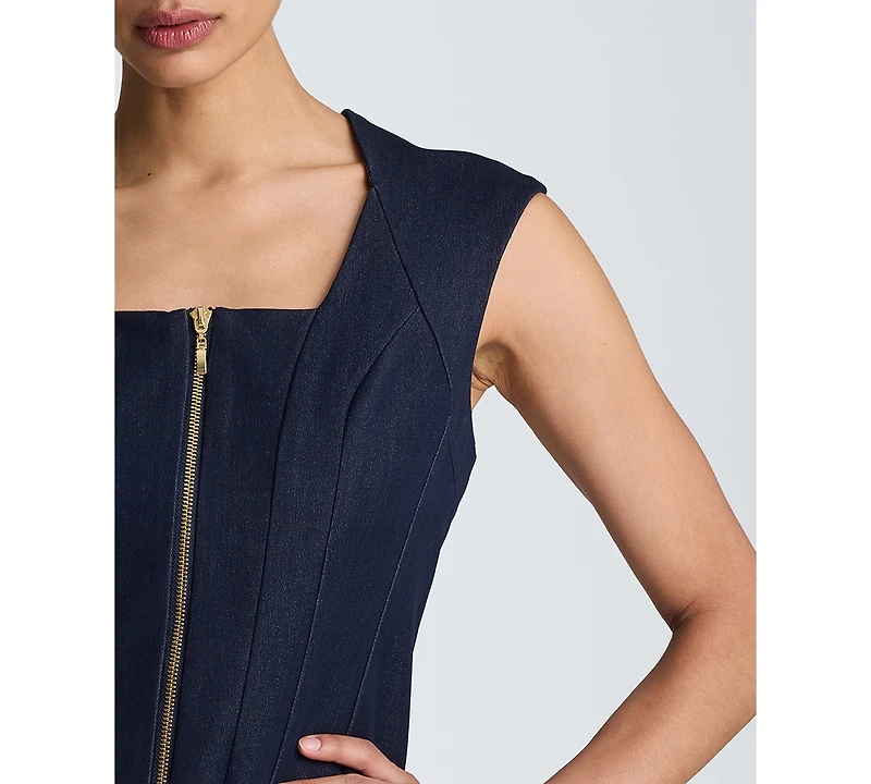 Kenneth Cole Women's Square Neck Zipper Front Mini Dress