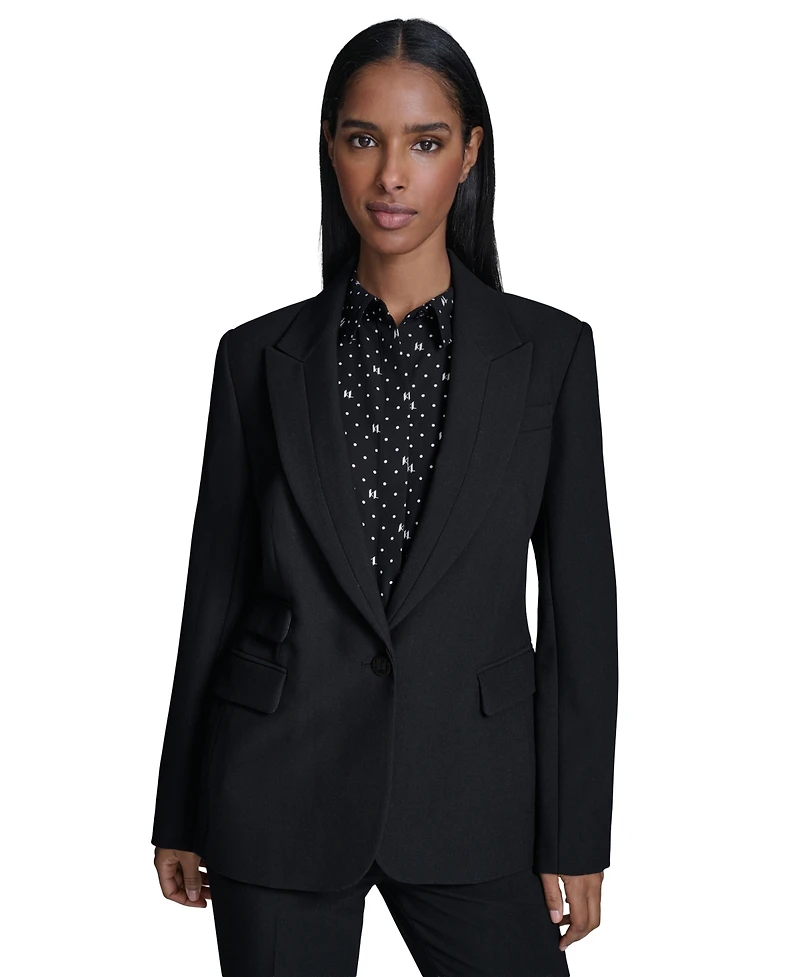 Karl Lagerfeld Women's Notched Lapel One Button Blazer