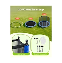 Ruie Outdoor Trampoline 12 feet Round Recreational Trampoline with Enclosure Net