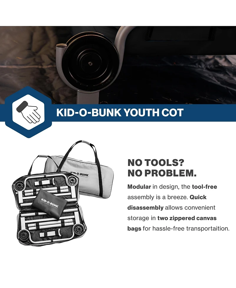 Disc-o-Bed Youth Double Cot Kid-o-Bunk with 200 Pound Capacity and Carry Bag
