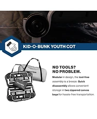 Disc-o-Bed Youth Double Cot Kid-o-Bunk with 200 Pound Capacity and Carry Bag