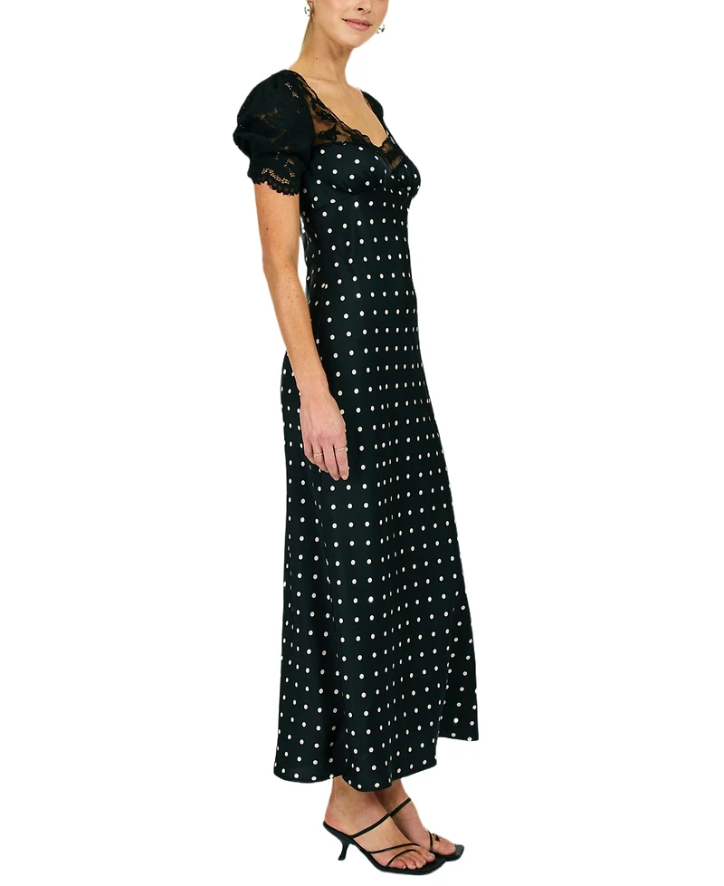 Line & Dot Women's Sophie Polka Lace Trim Maxi Dress