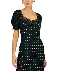 Line & Dot Women's Sophie Polka Lace Trim Maxi Dress