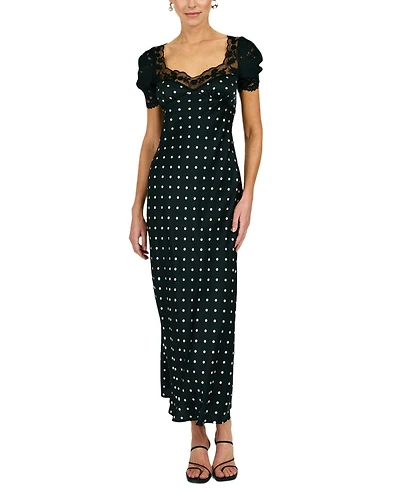 Line & Dot Women's Sophie Polka Lace Trim Maxi Dress