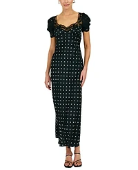 Line & Dot Women's Sophie Polka Lace Trim Maxi Dress