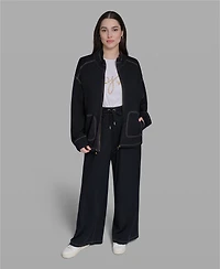 Karl Lagerfeld Paris Women's High-Waist Knit Flared Drawstring Pant