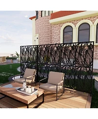 sumyeg Metal Privacy Screen Outdoor Indoor Freestanding Divider with Leaf Shape Design