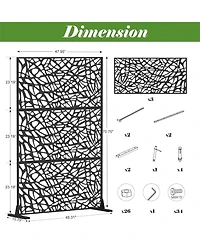sumyeg Metal Privacy Screen Freestanding Indoor Outdoor Decorative Room Divider with Mesh Design
