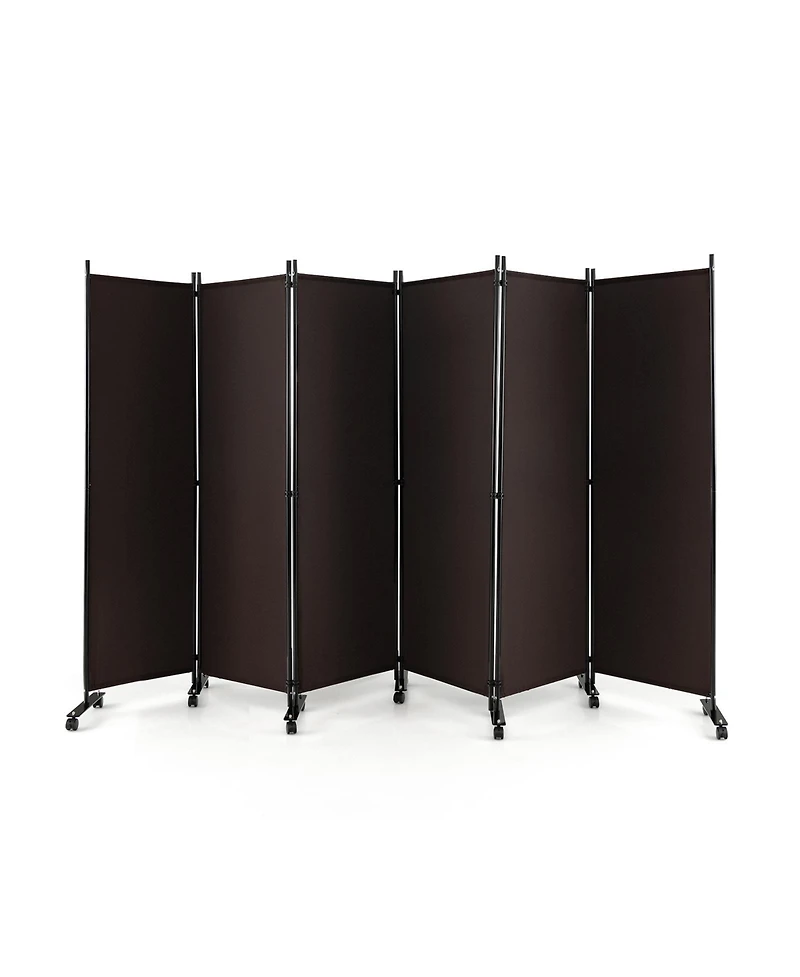 sumyeg 6-Panel Foot Rolling Room Divider with Lockable Wheels for Indoor Privacy