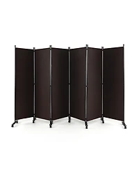 sumyeg 6-Panel Foot Rolling Room Divider with Lockable Wheels for Indoor Privacy