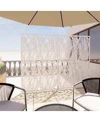 sumyeg Metal Privacy Screen Outdoor Indoor Freestanding Divider with Leaf Shape Design